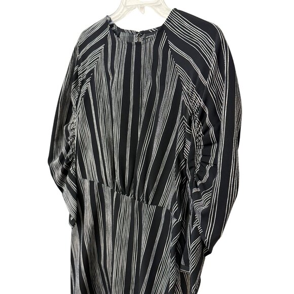 Who What Wear Black n White Striped Shirred Sleeves Dress - Size Small - Picture 3 of 9